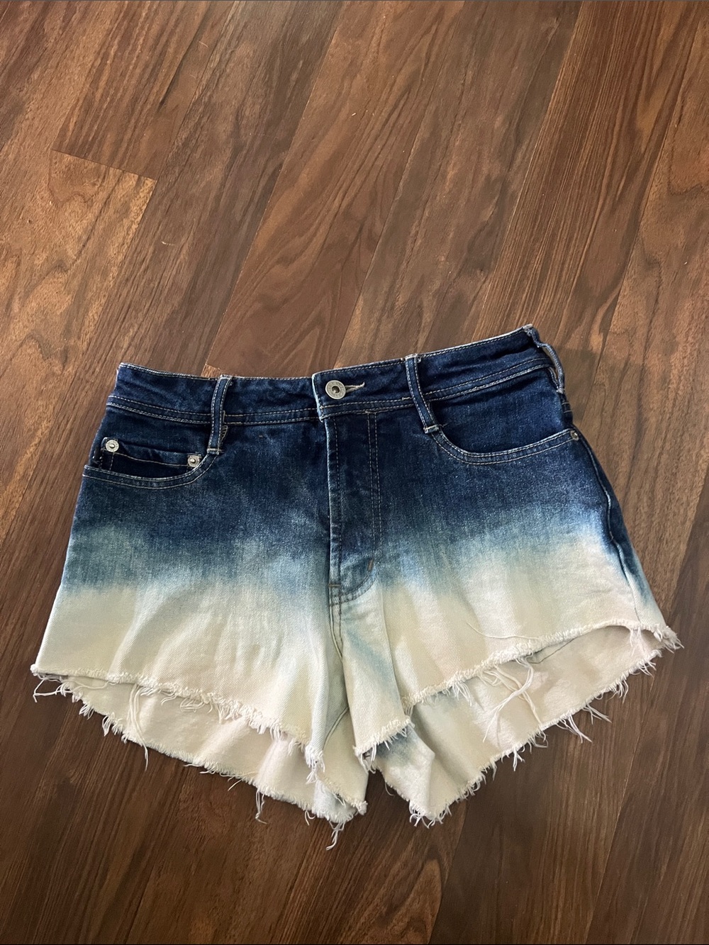 Women's Ombre Denim Cutoff Shorts - Blue to White
